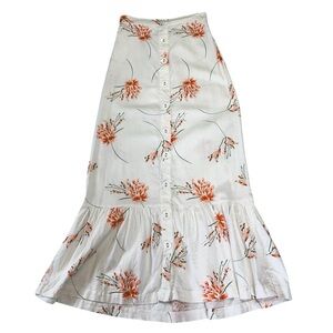 Urban Outfitters Selma Linen Blend Ruffle Button-Through Maxi Skirt Size Small